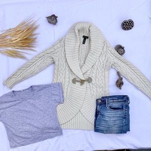LRL Ralph Lauren White Knit Sweater Cardigan